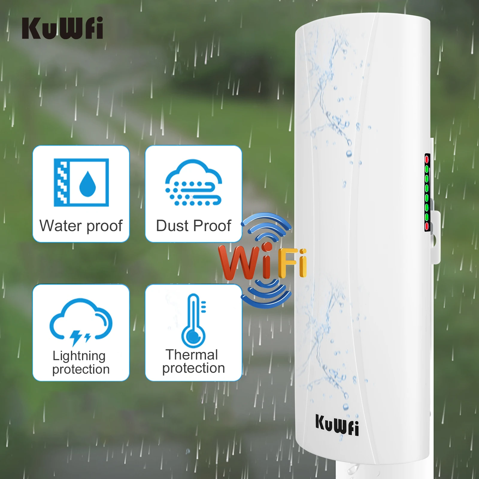 KuWFi 5.8G 300Mbps CPE Bridge Outdoor Wifi Signal Long Range Extender PTP Up to 1-3KM  AP Repeater Mode 14dBi Signal Amplifier