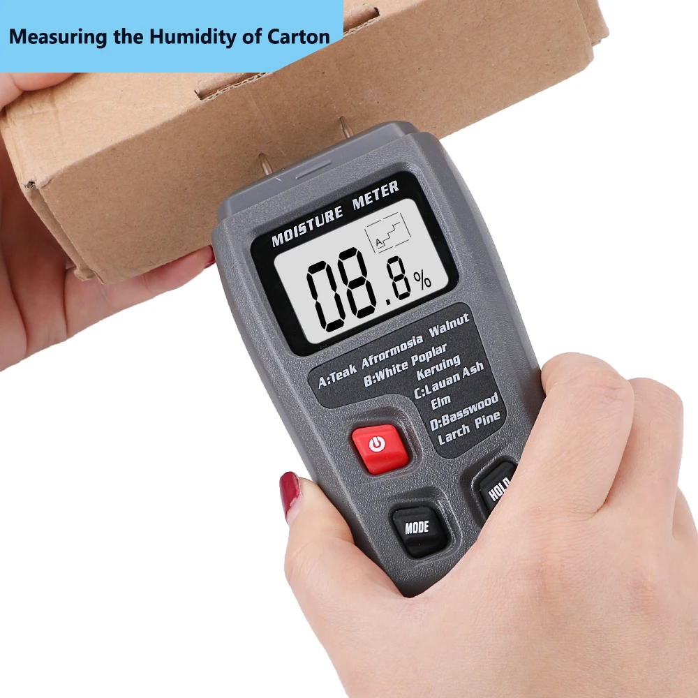 Measuring Tool Timber Damp Detector with Large LCD Display Digital Wood Moisture Meter 0-99.9% Two Pins Wood Humidity Tester