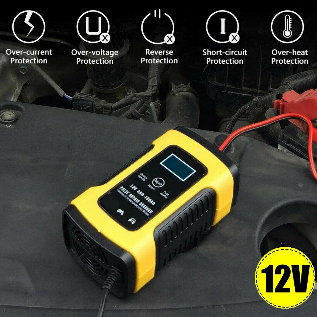 12V 6A Intelligent Car Battery Charger For AGM Lead Acid Dry Wet Gel Battery 75AH 90AH 100AH Smart Power Charge DC 6A 13.8V