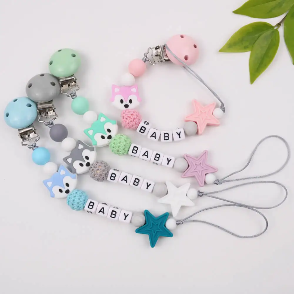 Personalized Pacifier Clip Baby Customization Name Silicone Pacifier Anti-Drop Chain Food Grade Silicone Teething Toys For Molar