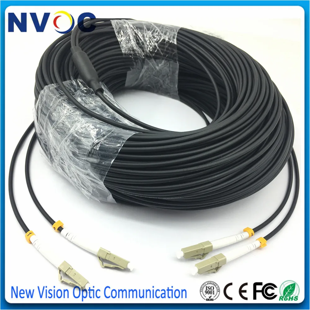 

IP67 2Cores LCUPC Duplex 50M MM 50/125 Multimode OM3-150 5.0mm LSZH Black 2C LC-LC Fiber Optic Patch Cord Cable without Reel