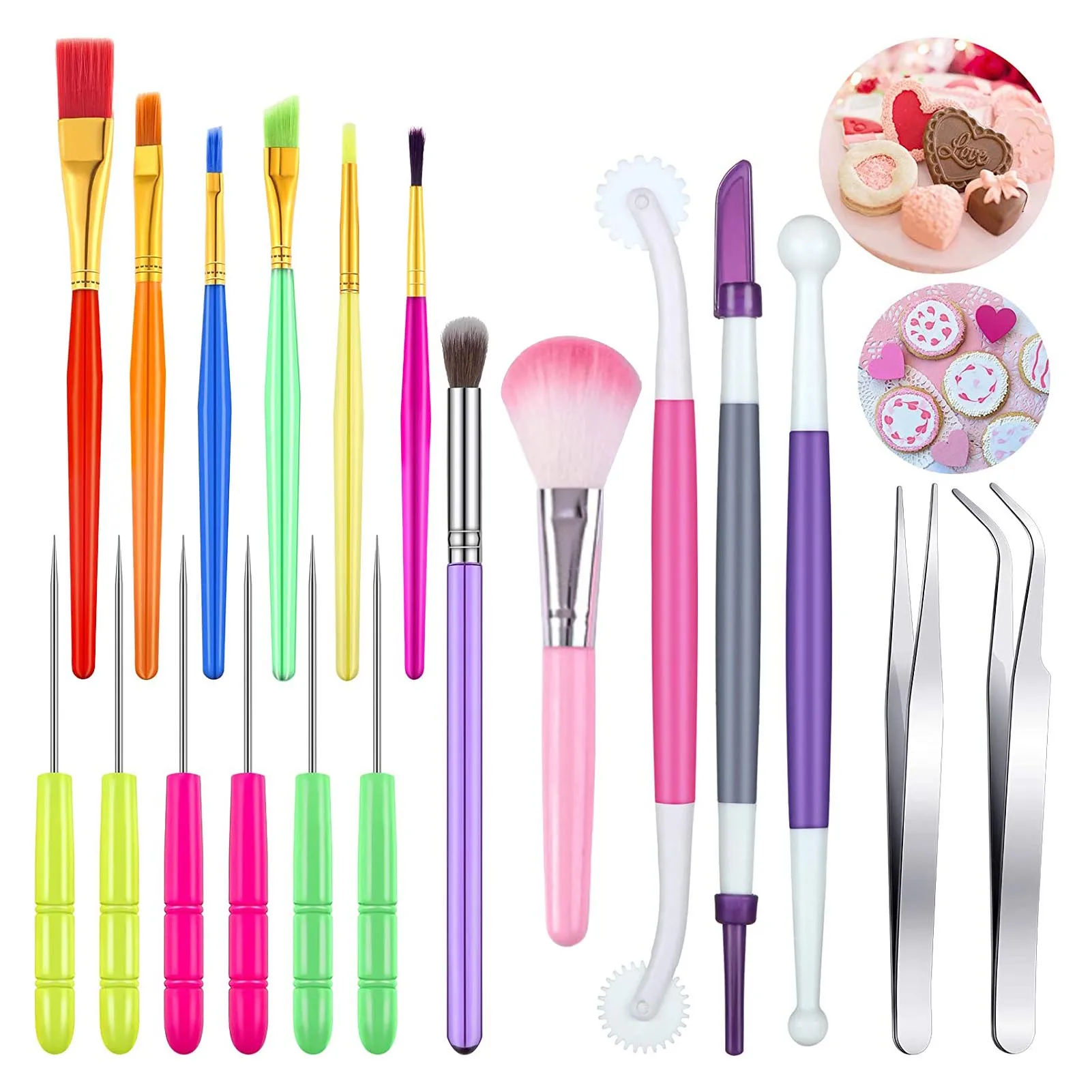 19 Pcs Fondant Cake Decorating Tool Brush Set Sugar Cookie Pastry Brushes Tweezers Bakeware Mold DIY Craft Baking Supplies 2021