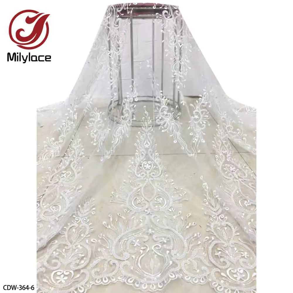 Elegant African Bead Tube Fabric, Lace Embroidery, Beaded Tulle, Wedding Dress, High Quality, CDW-364