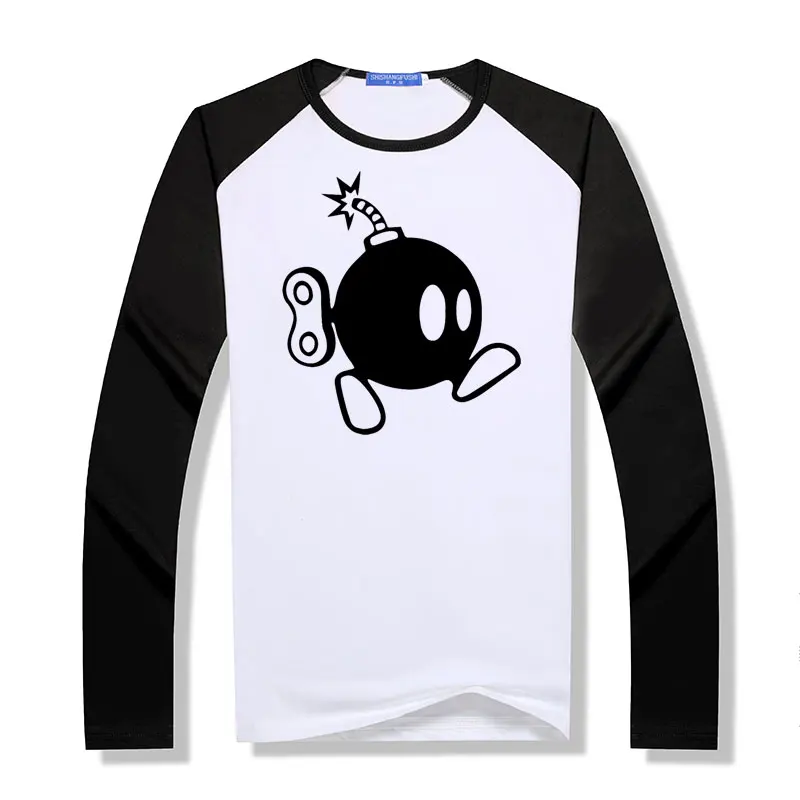 2019 New Funny Bomb T Shirt Ment Style Art funny Long Sleeve Men raglan T-Shirt Modal Men Fashion Tees Top