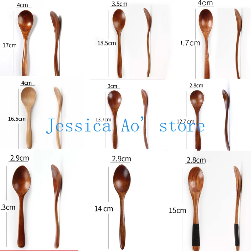 

6pcs 30 Sizes Kitchen Nature Wood Spoon for Jam Honey Cute Soup Spoon Serving Spoon Kid Spoons Japanese Wooden Spoon