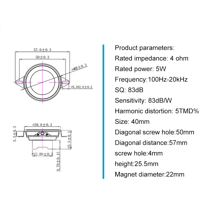 2pcs 1.5 inch Bookshelf Full Range Speaker 40mm 4 ohm 5W Music Column PU Side 16 core Speakers Horn for USB BT Speaker Sound Bar