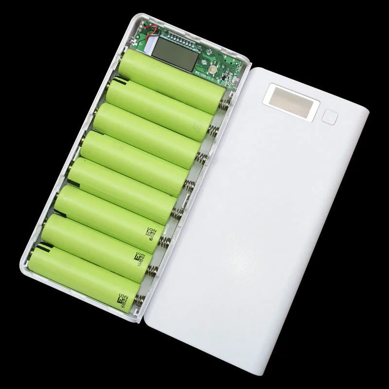 2020 New DIY 8pcs 18650 3.7V Li-ion Battery Powerbank  With Two USB Output  LCD Display for Phone Charger Without Battery