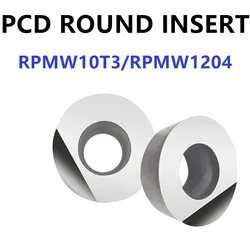 Fraise ronde en diamant PCD, insert CNC, alliage d'aluminium, laiton, outils de tournage de tour, RPMW1204, RPMW10T3