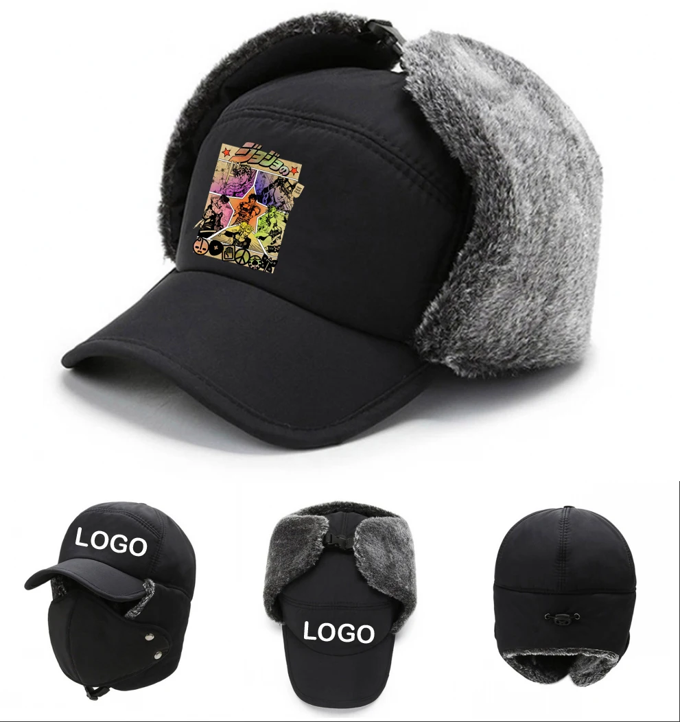 Winter Bomber Hat Men Women Ear Protection Face Ski Thermal Hat Windproof Keep Warm Hat For anime JoJo's Bizarre Adventure Cap