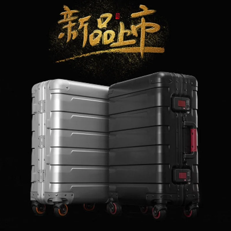 100% High Grade Quality Aluminum-magnesium Alloy Material  20/24 Inch Size Luggage Spinner Brand Business Luxury Travel Suitcase