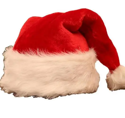 100pcs Christmas Decoration Party Santa Hat Plush Velvet Red And White Cap for Santa Claus Costume Caps Adult