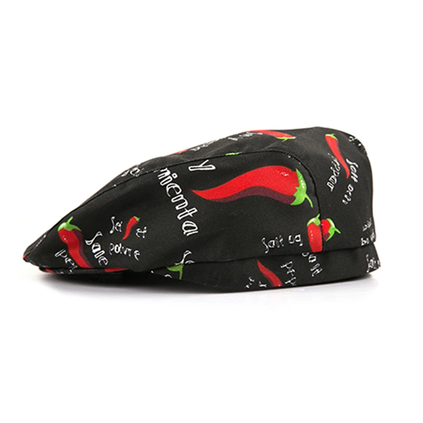 Gorro de Chef con estampado de Chile elástico, ropa de trabajo de servicio de comida, uniforme de cocina, gorro de tela para restaurante, boinas de cocinero