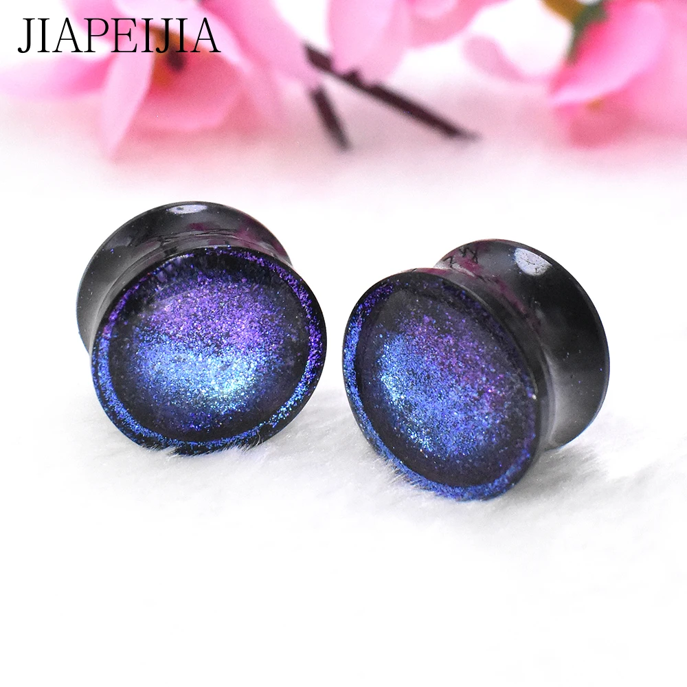 Colour Mixture Ear Plugs Tunnels Black Acrylic Ear Stretcher Gauge Expander Piercing Jewelry 8-30mm