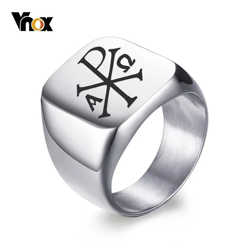 Vnox Free Personalized Stamp Ring For Men 18mm Stainless Steel Signet Band Fraternal Rings Gentleman Anel Custom Gift for Him