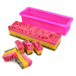 1Pcs Silicone Soap Mold Flexible Easy Removal Rectangle Rose Flower Mould Handmade Soaps Making Tool