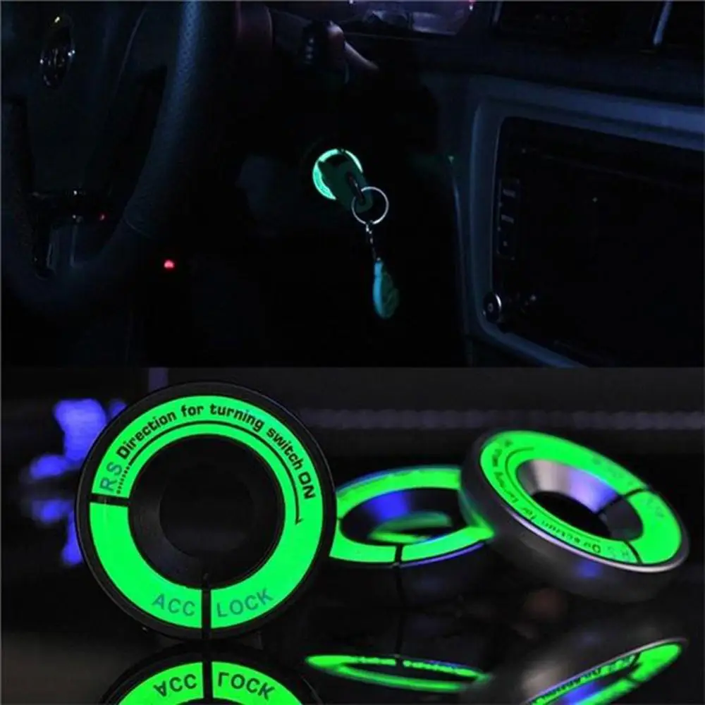 Optional Color Night Vision Light Luminous Ignition Switch Sticker Glow Key Ring Hole Decor With Pattern Ford For Chevrolet