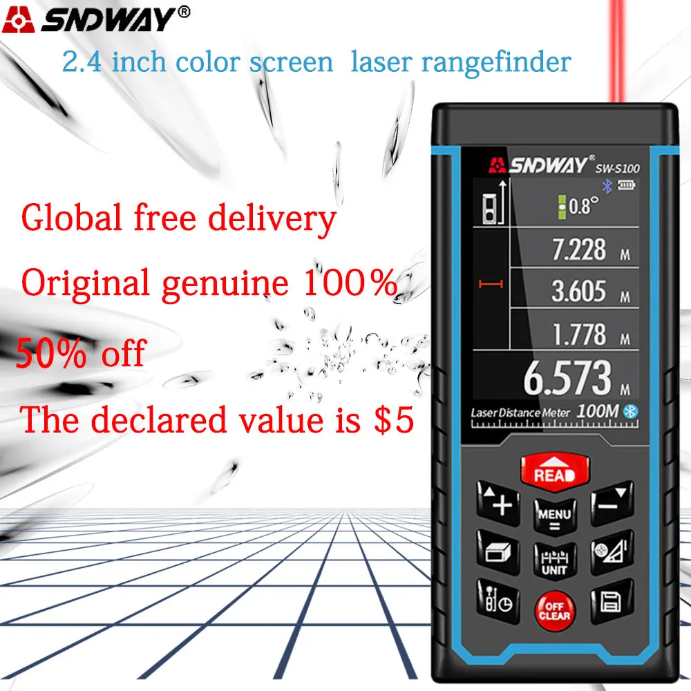 SNDWAY Digital Laser rangefinder Color display Rechargeabel 100M-70M-50M Laser Range Finder distance meter free shipping