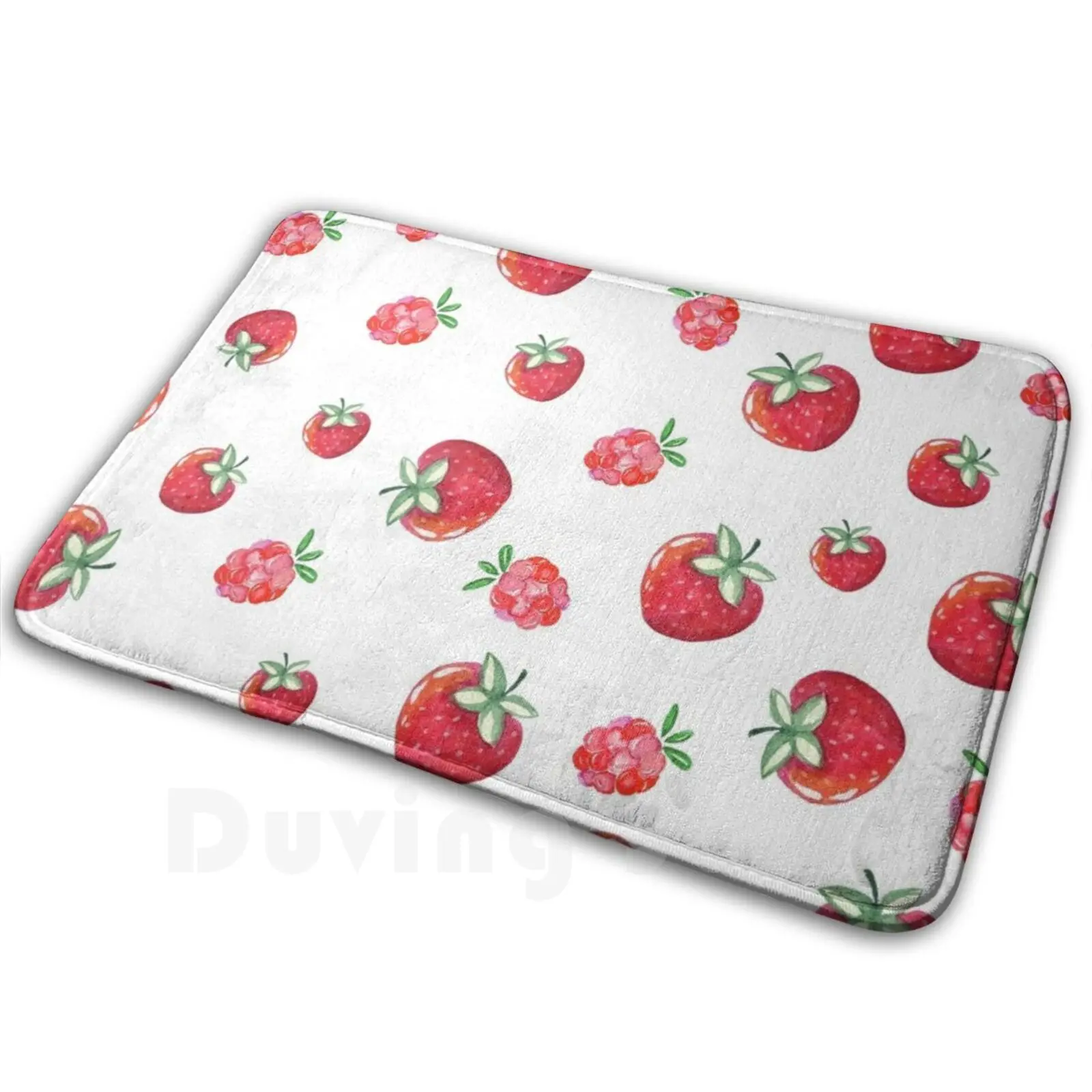 Strawberry And Raspberry Mat Rug Carpet Anti-Slip Floor Mats Bedroom Paint Autumn Splash Fruit