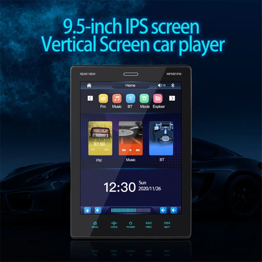 9.5 Inch IPS Screen Car Media Player with Bluetooth Music Player Voice Control Support Multi Languages