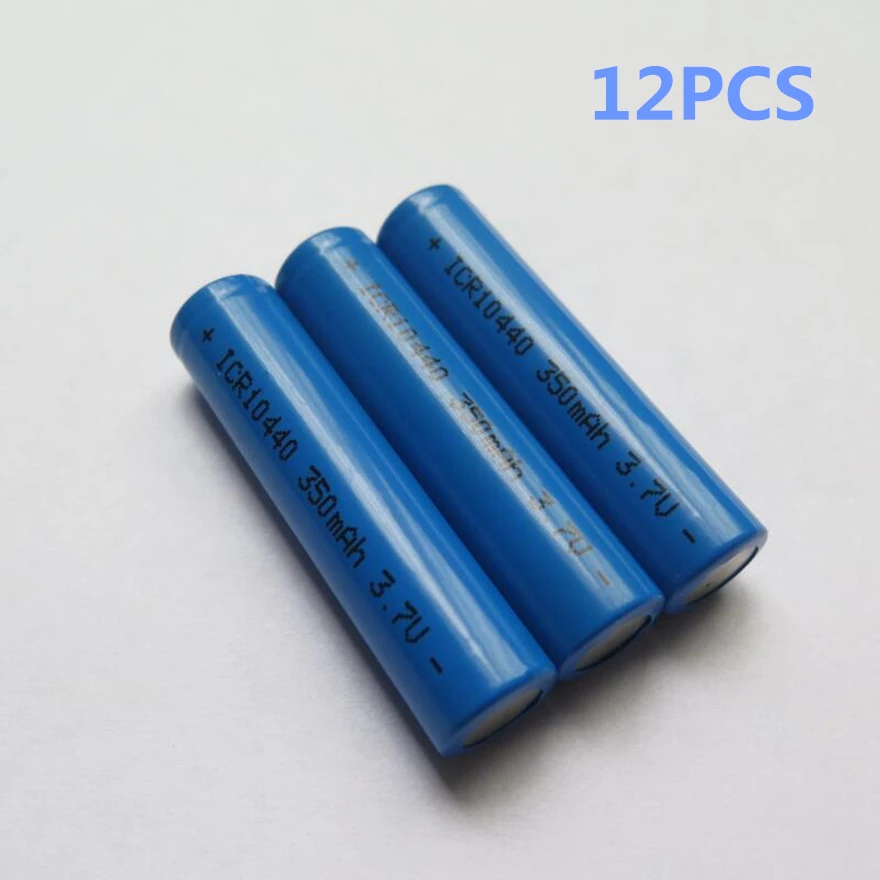 12pcs/lot High quality 3.7v 10440 rechargeable lithium battery for flashlight toy 350MAH AAA rechargeable battery