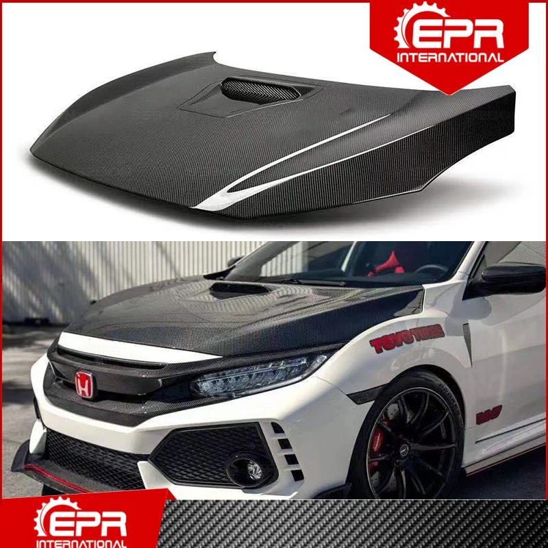 For Civic FK7 5Door 2017+ Hatchback JDM TR Style Carbon Fiber/Fiber Glass Hood Trim Body Kit Tuning FK7 Carbon FRP Bonnet Racing