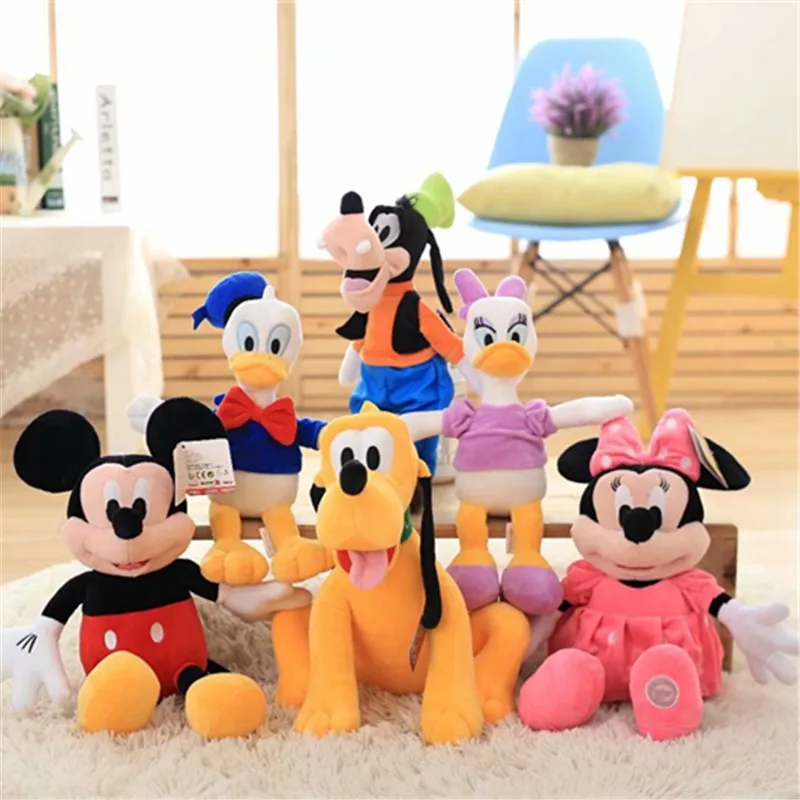 Disney Mickey Mouse Minnie Donald Duck Daisy Goofy Pluto Plush Toy Cartoon Soft Stuffed Dolls Pillows Kids Xmas Birthday Gifts