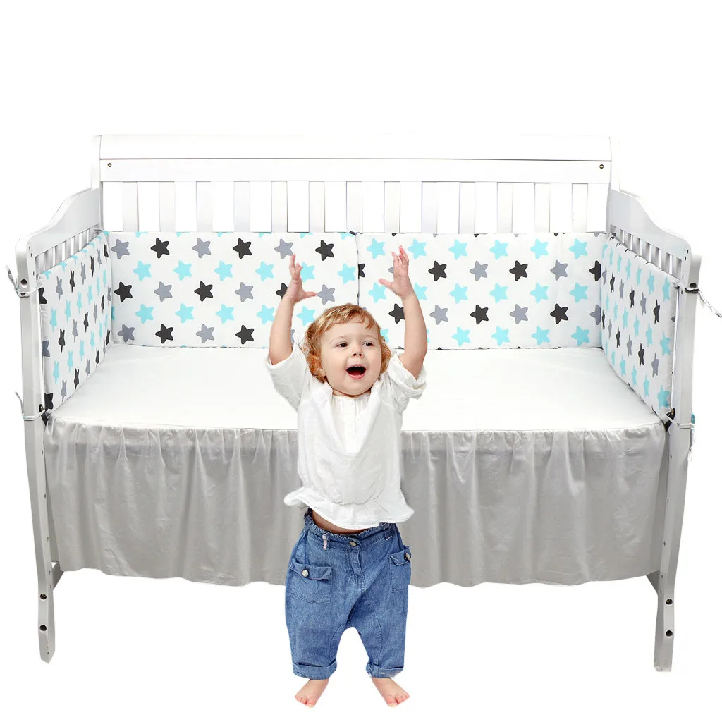 Baby Nursery Nordic Stars Design Baby Bed Thicken Bumper One-piece Crib Around Cushion Cot Protector Pillows Newborns Room Decor