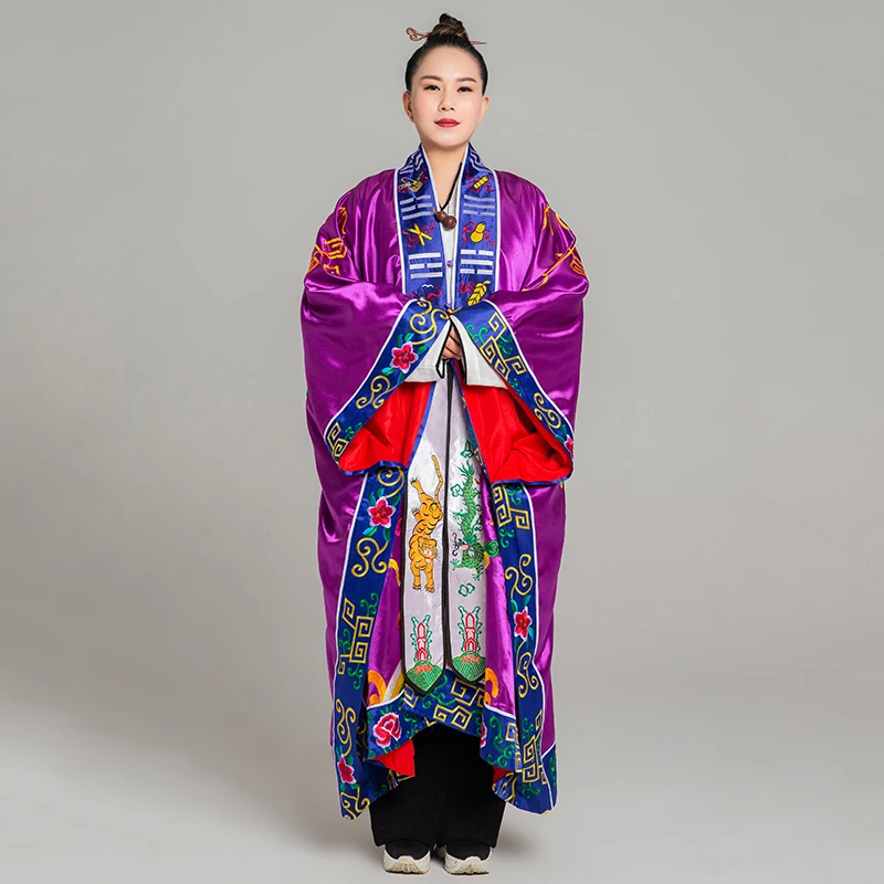 Wu Dang Taoist Bagua Sutra Clothing mage drama robe Cotton silk embroidery role-playing costume Taoist Gown robe Spring Autumn