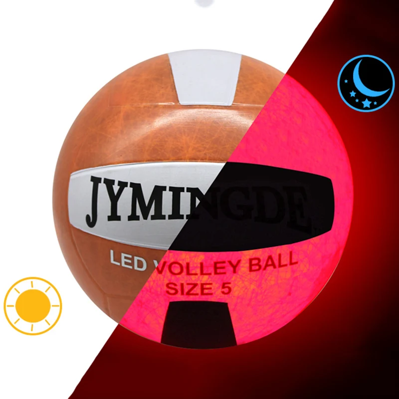 Glow in the Dark Volleyball Ball LED Light Up Rubber Volleyball Size 5 Training Balls Waterproof Luminous Beach Volleyball Balls