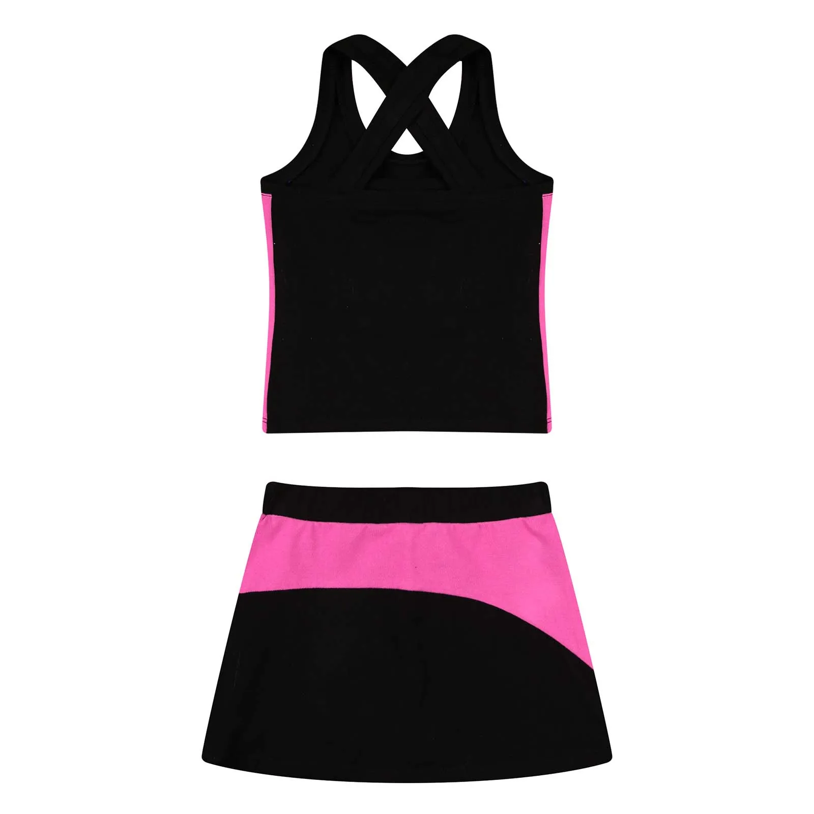 Kids Girls Golf Tennis Gym Dress Outfits Sleeveless Tank Tops Skirt Set with Built-in Shorts Tennis Sport Workout Set Costumes