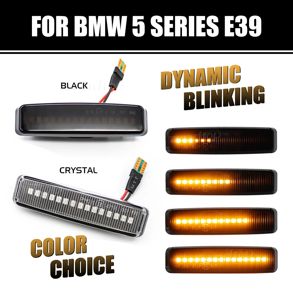 Sequential Flashing LED Turn Signal Side Marker Light Blinkers For BMW E39 M5 5 Series 1998 1999 2000 2001 2002 2003