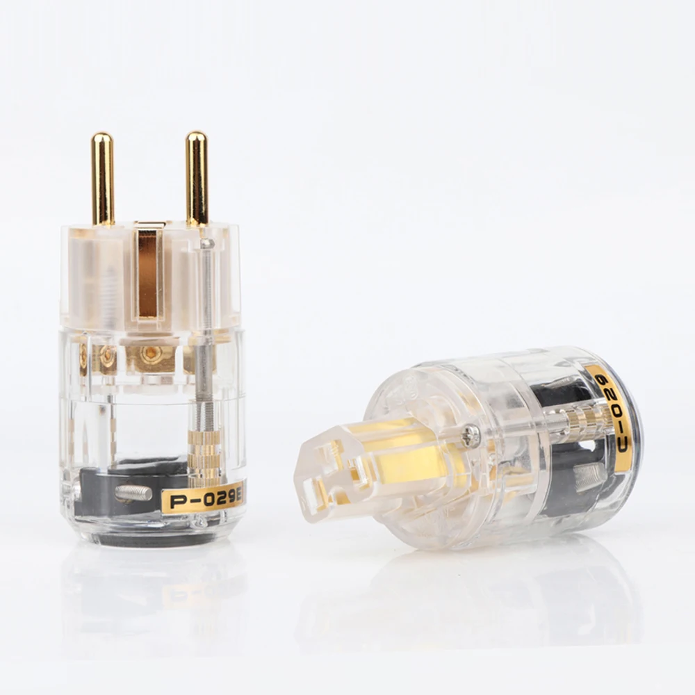 HI-End P-029E C-029 Schuko Plug EU Version Power Plugs for Audio Power Cable 24K Gold Plated Male Plug Female IEC C15 Connector