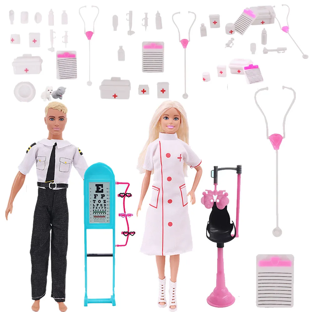 Doll Clothes Doctor Nurse Set Uniform Mini Girl`s Toy For Barbies Doll Accessories Russia DIY Gifts Baby Doll DIY Freeshipping