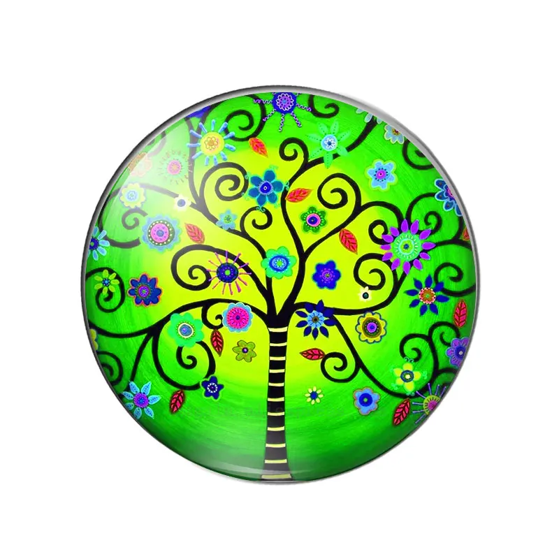 New Beauty Colorful Tree of Life Love hearts 10pcs 12mm/18mm/20mm/25mm Round photo glass cabochon demo flat back Making findings