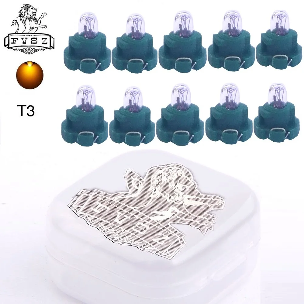 10Pcs T3 12V 0.56W 8mm Car Instrument Panel Light Yellow Lamp Bulb for Audi / Honda / Toyota / Mitsubishi / Nissan - Green