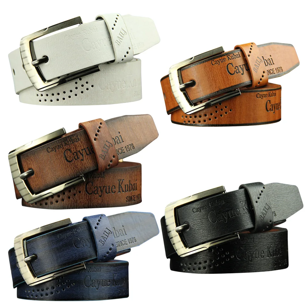 Brand New Fashion Casual Men\'s Trousers Belt Retro Hollow Pin Buckle Belt Belt High Quality Leather Jeans Decoration Men\'s Gifts