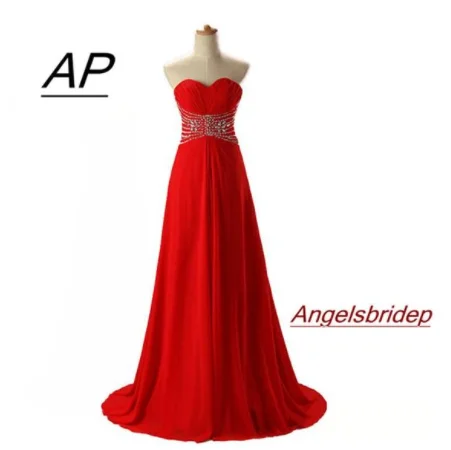 

ANGELSBRIDEP Red Vestidos De Fiesta Prom Dresses Sparkly Crystal Beading Full-Length Women Celebrity Party Gown Custom Make