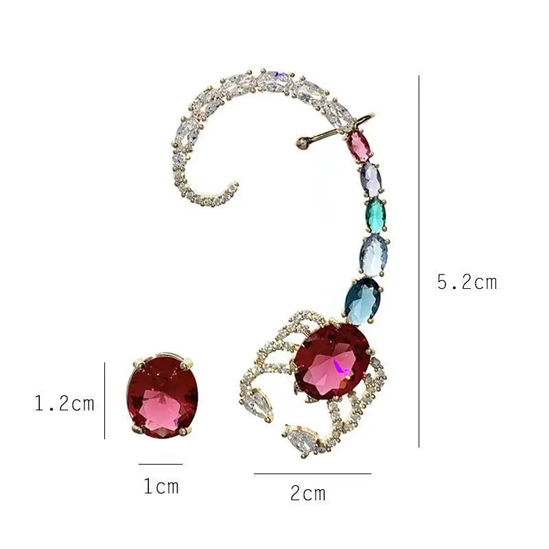 Bilincolor Golden Scorpion Clear Cubic Zirconia Ear Clips for Women with Piercing Earrings New
