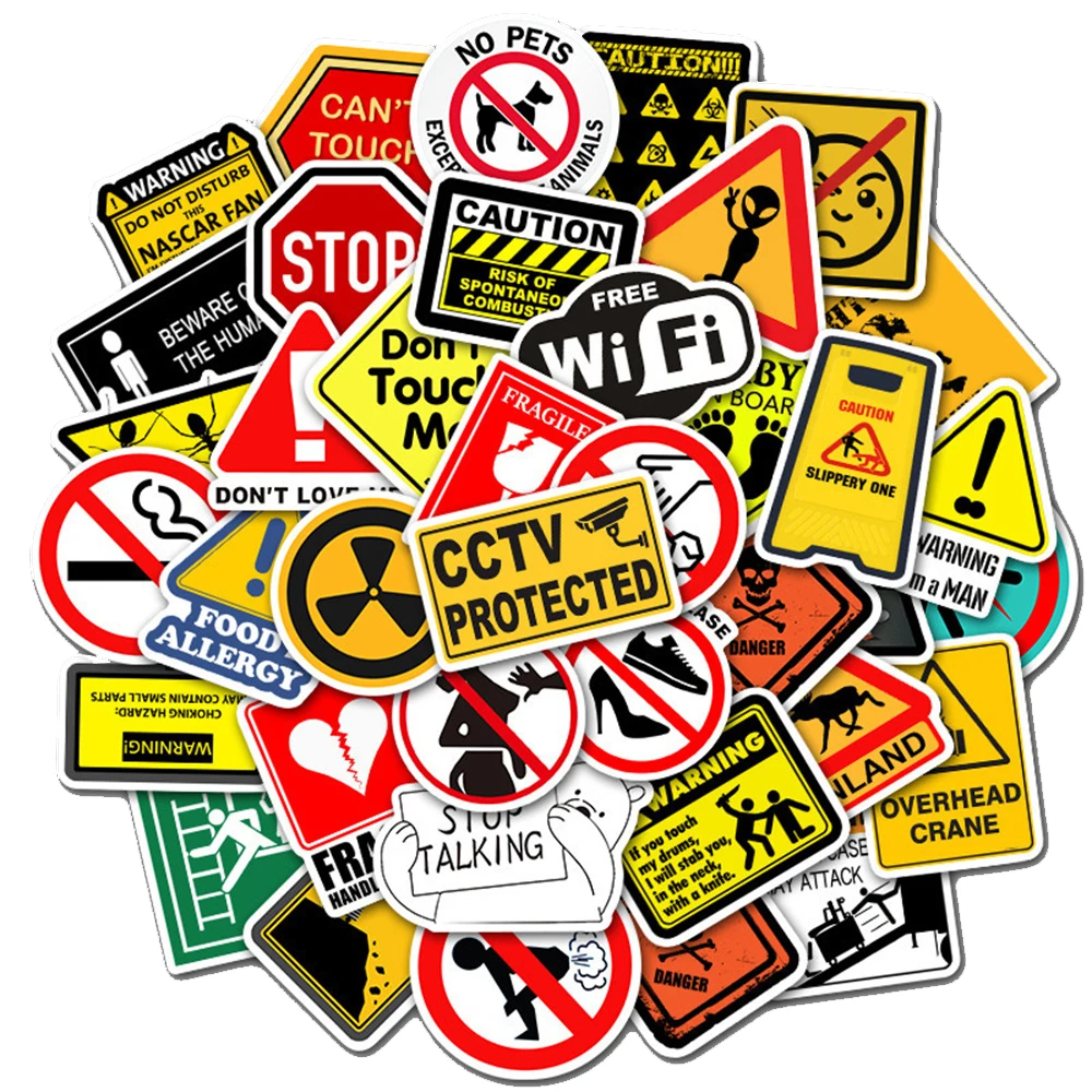 10/30/50PCS Warning Signs Warning Personalized Graffiti Stickers Luggage Car Stickers Waterproof Wholesale