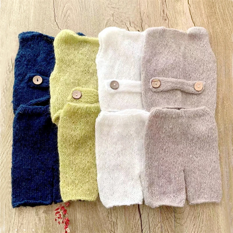 Handmade Newborn Baby Mohair Knitted Vest Sets Infant Bot Soft Knitted Outfits Photo Shoot Clothing Costumes Bebe Outfits