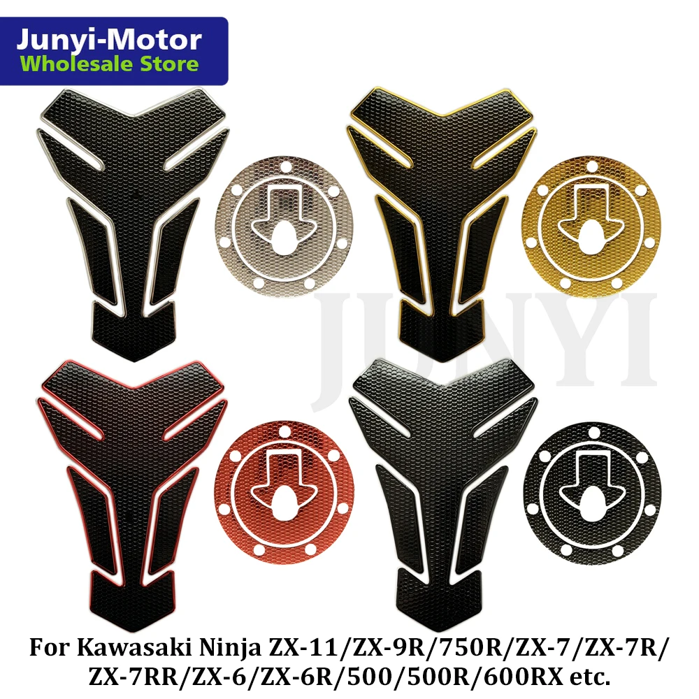 Fuel Tank Pad Gas Cap Cover Stickers For ZX7R ZX6R ZX9R ZX11 500 750R ZZR600 Decal Grip Motorcycle Accessories