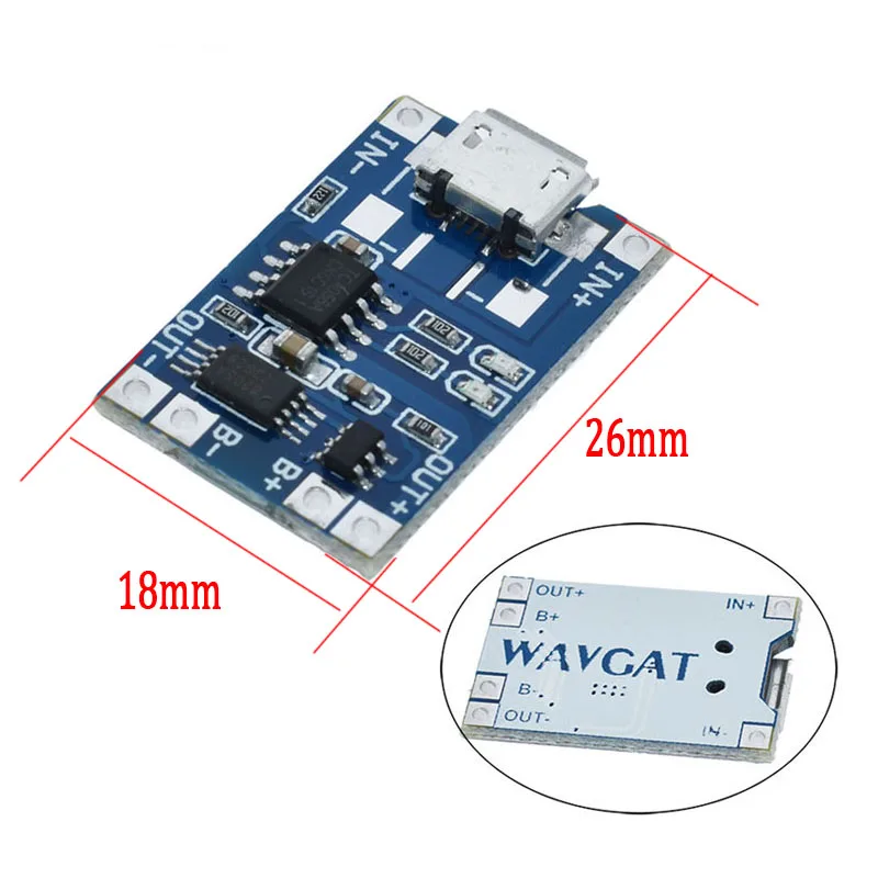 Placa de carga de batería de litio con módulo de protección para Arduino, electrónica inteligente, 5V, tipo c, Micro USB, 1A, 18650, Kit Diy