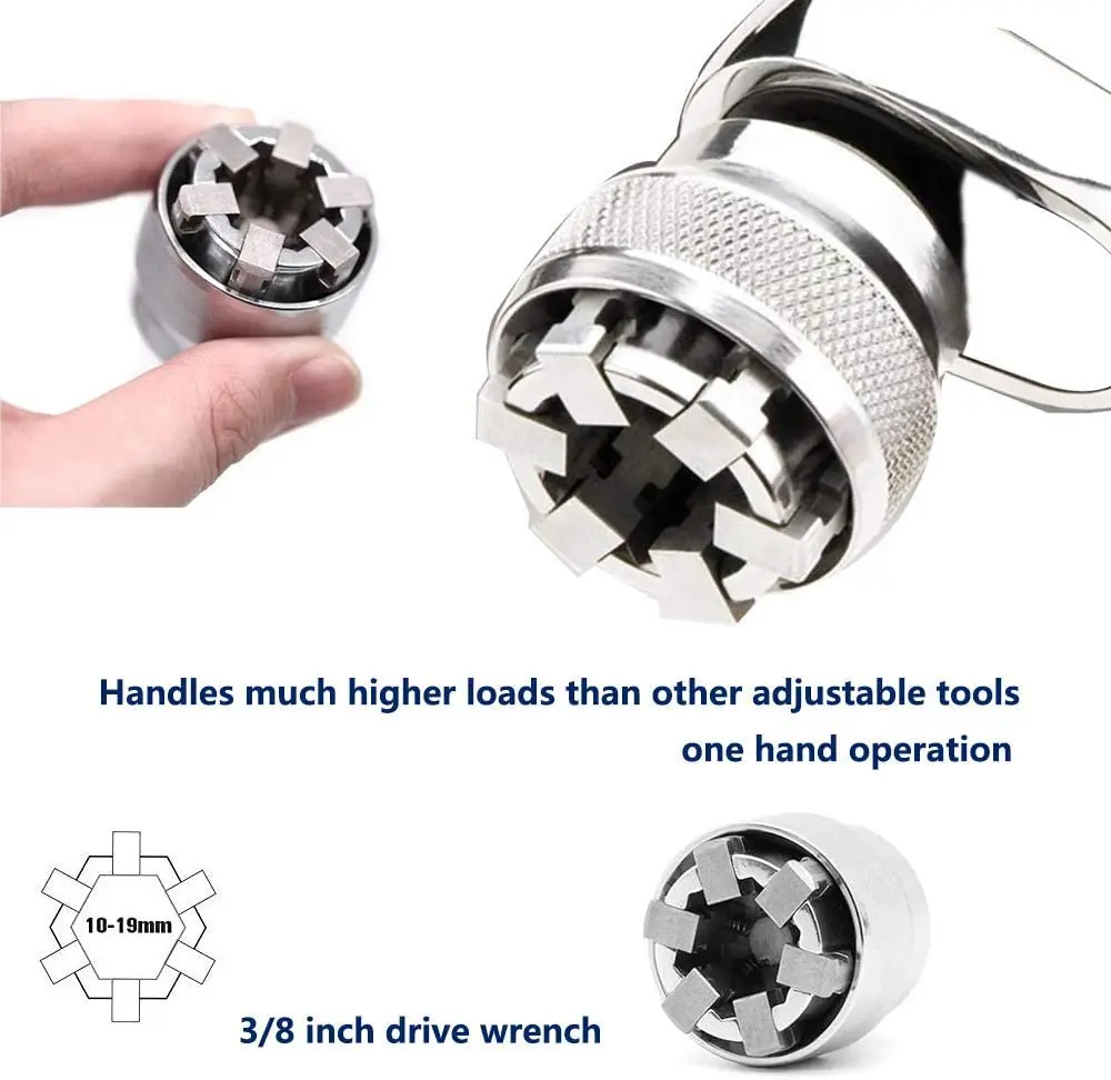 Adjustable Universal Socket Wrench Adaptive All-Fitting Multi Drill Attachment Adapter Socket Fit Any Standard 3/8" Drive Wrench
