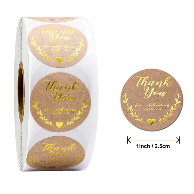 500pcs/roll Thank You Stickers Sealing Labels Adhesive Round Paper Sticker Party Favors Packaging Supplies Soap Label Stickers