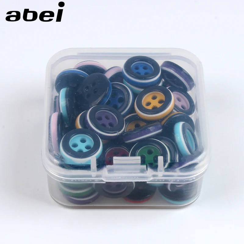 100Pcs Mix Kleuren 11Mm 4 Gaten Plaksteen Knoppen Naaien Ambachten Hars Plastic Knop Voor Kleding Shirts Diy Accessoires