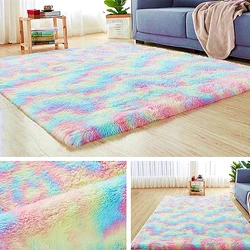 Tapis arc-en-ciel nickel é en peluche, pour salon, table basse, chambre à coucher, chevet, baie vitrée, polymères pour bébé