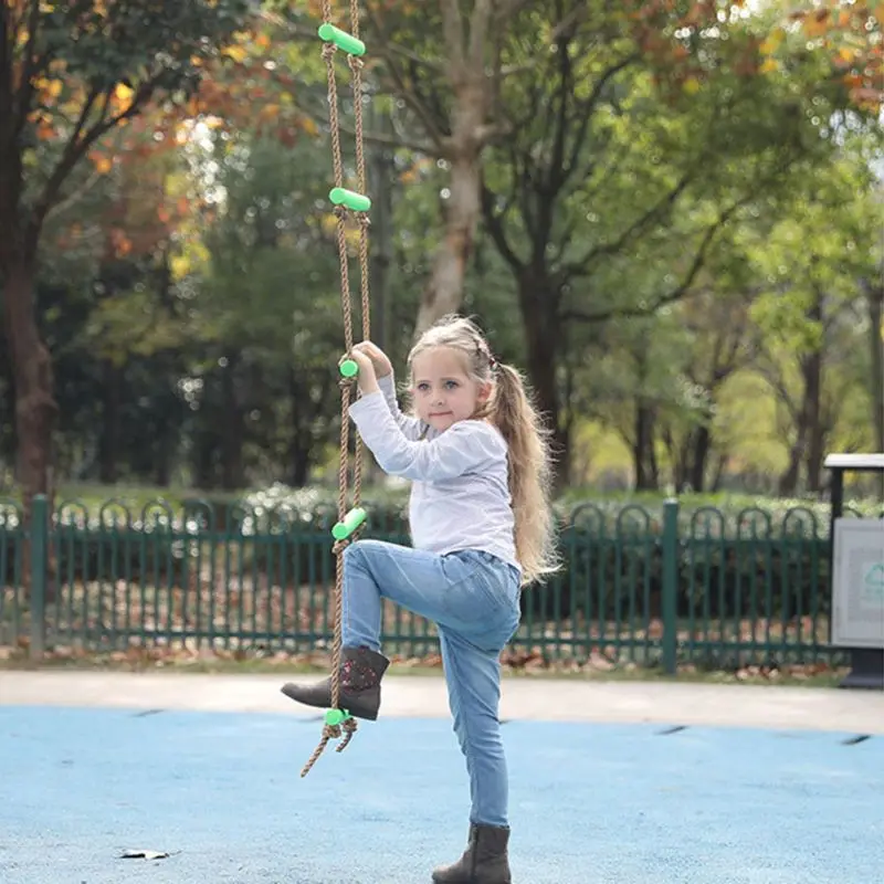 Peldaños de madera, escalera de cuerda de PE, juguete de escalada para niños, columpio de cuerda deportiva para niños, equipo de Fitness seguro para jardín interior y exterior