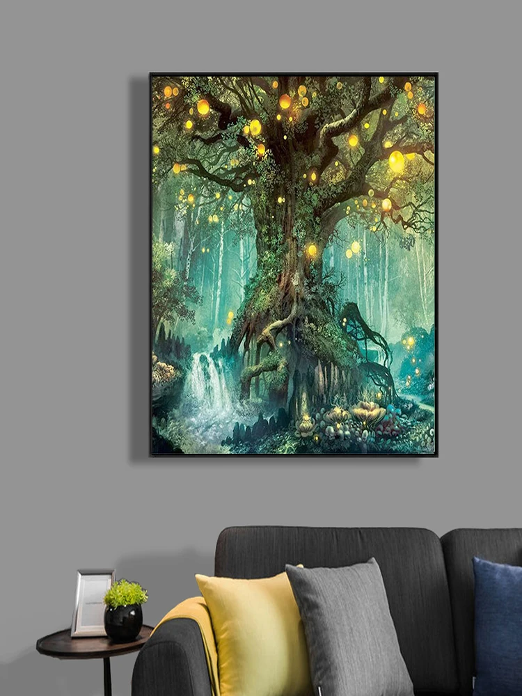 DIY oil Painting By Numbers Magic forest ancient trees Kits abstract paint by numbers Picture On Canvas For Wall Art Picture