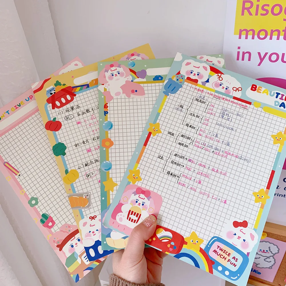 SKYSONIC Kawaii INS Gird Notebooks Cute Girls Planner  Message Mome Notepad Dairy Weekly To Do Planner School Stationery