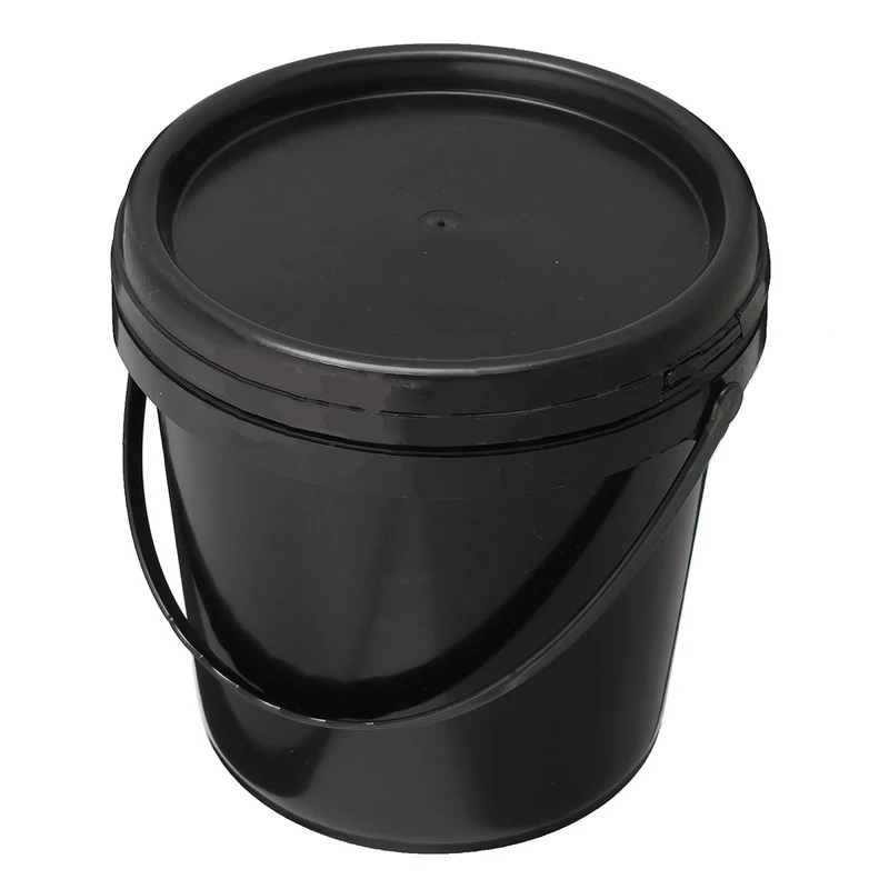 5 Litre Plastic Round Black Thick Hydroponics Bucket With Lid and Handle